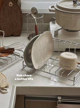 *Fish store*ins风加粗304不锈钢厨房置物架碗碟餐具收纳架沥水架