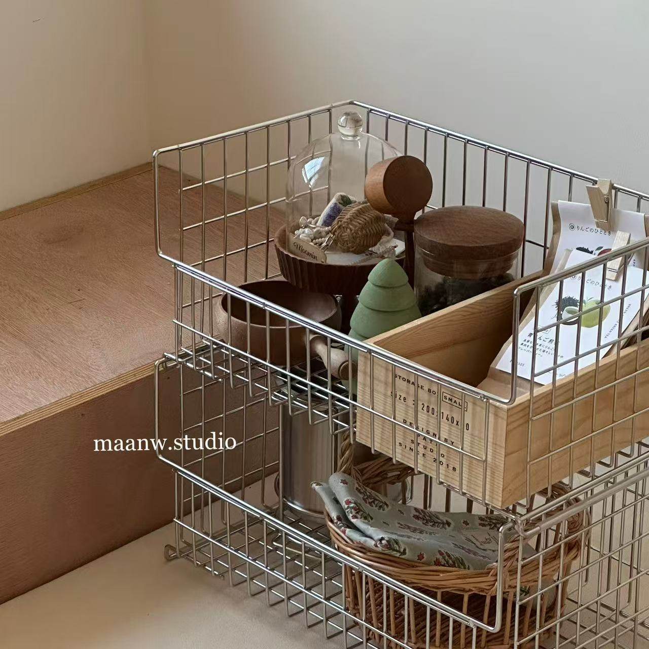maanw 加厚304不锈钢收纳架可叠加杂物整理筐浴室厨房可挂储物,收纳整理,收纳筐,淘宝优惠券,粉丝福利购,淘宝优惠卷