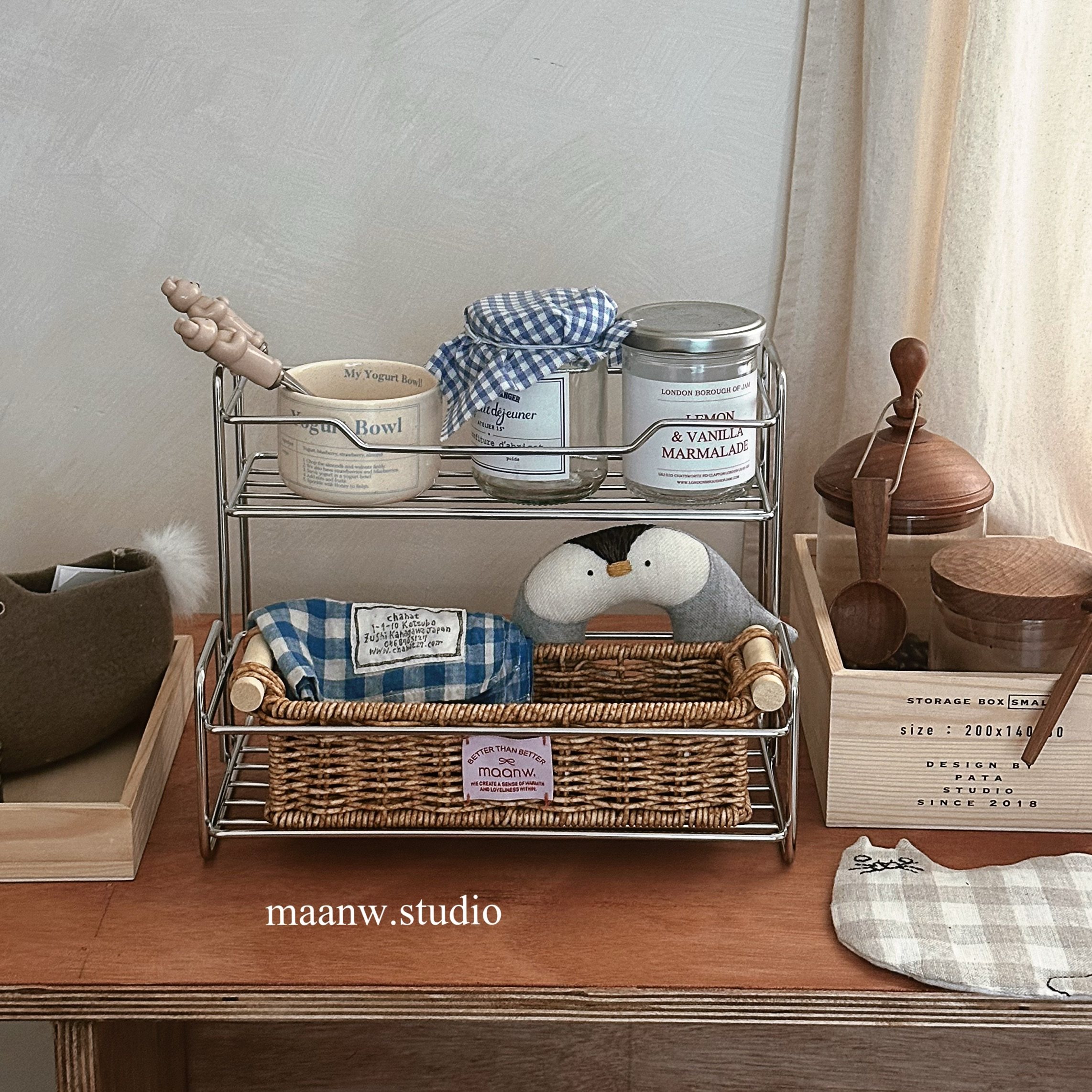 maanw 201不锈钢厨房浴室双层置物架收纳架多功能桌面储物架