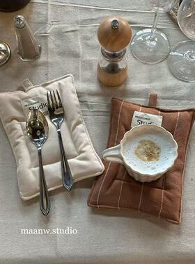 maanw 日式餐垫ins风杯垫锅垫隔热防烫垫软乎乎长方垫可挂