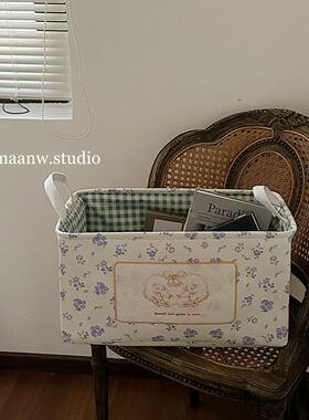 maanw 布艺刺绣收纳筐杂物零食玩具衣物整理筐束口防尘收纳桶