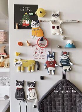 maanw 日本kusuguru猫咪硅胶冰箱贴可弯曲挂钩口罩笔钥匙小物收纳