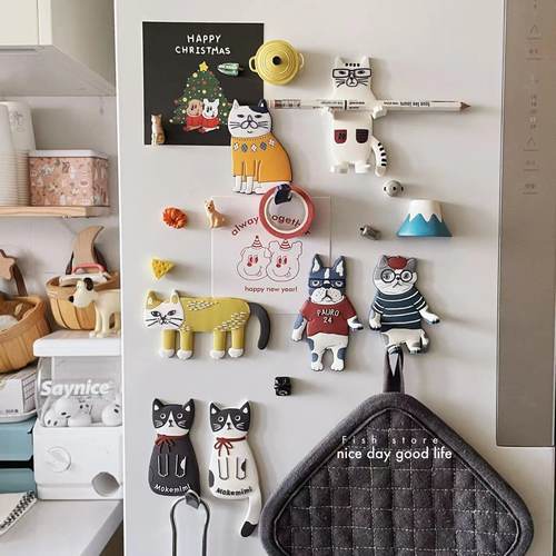 日系猫咪硅胶冰箱贴可弯曲挂钩