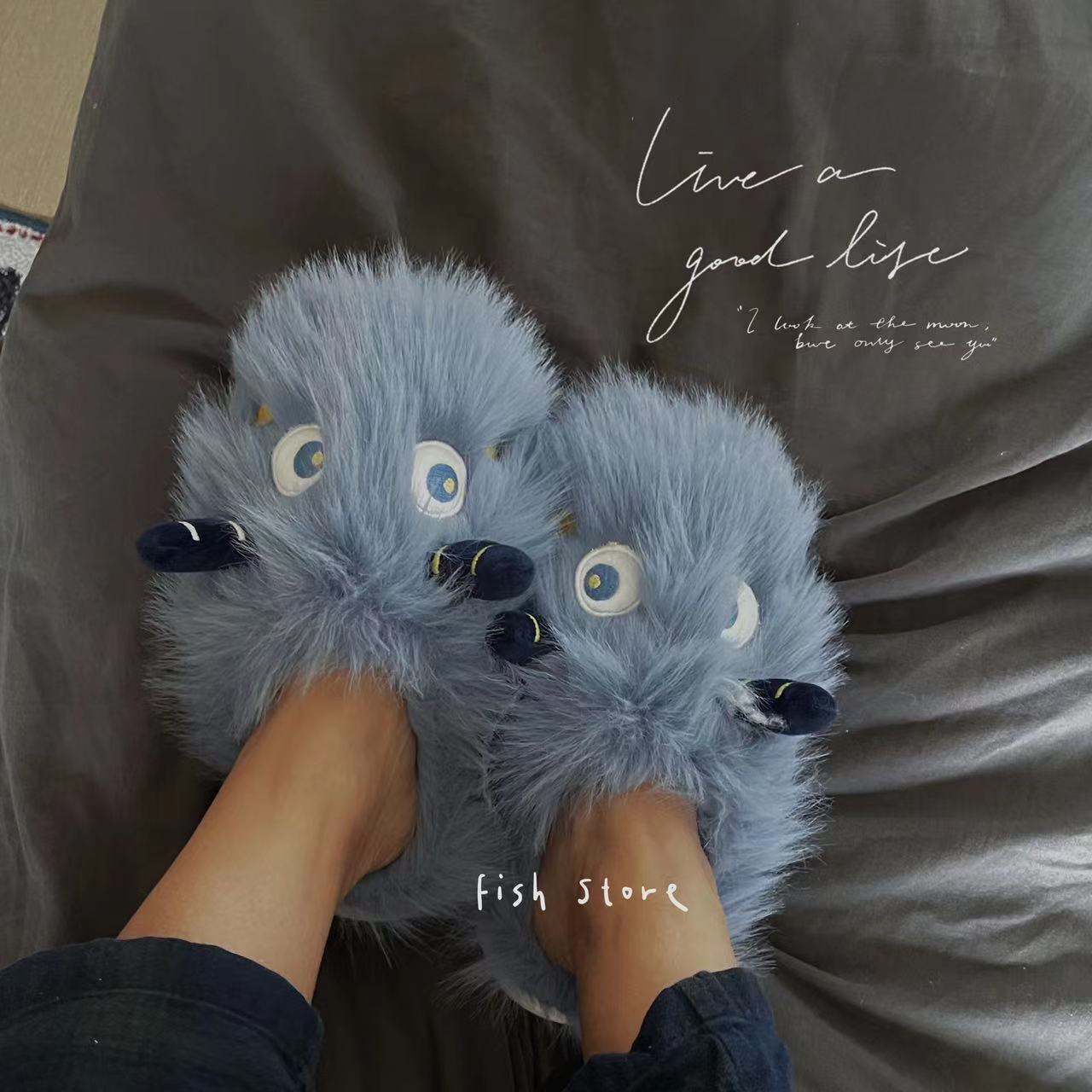 毛绒拖鞋保暖秋冬家居鞋棉拖情侣