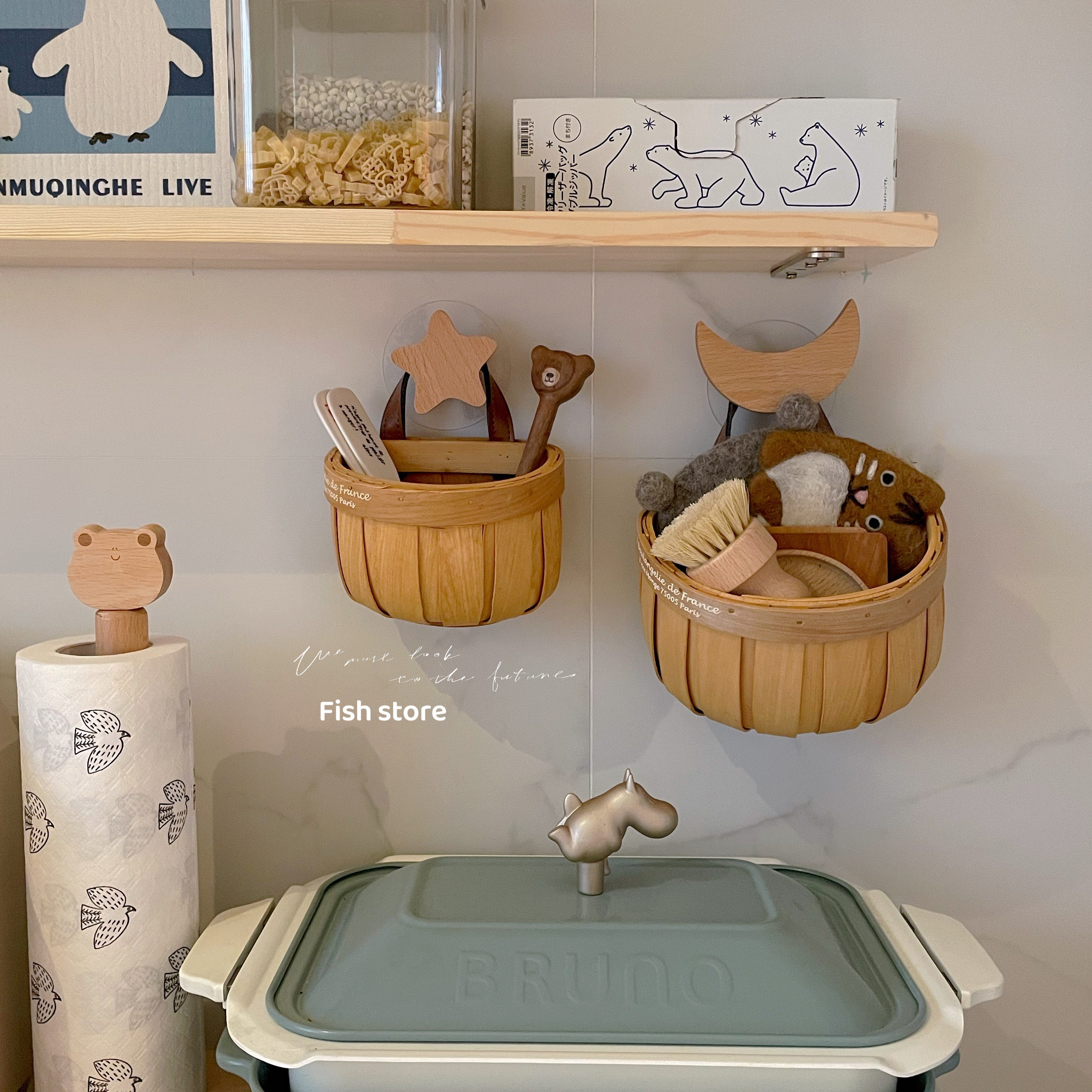 *Fish store*厨房卧室杂物姜蒜日式收纳筐手工编织整理挂筐,收纳整理,收纳筐,淘宝优惠券,粉丝福利购,淘宝优惠卷