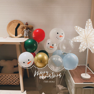 ins圣诞节雪人红绿闪片节日派对装 store 扮布置拍照气球 Fish