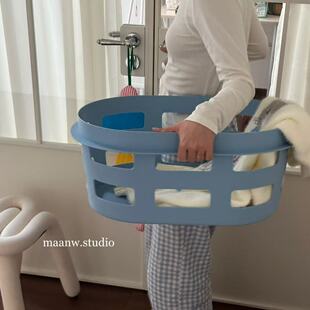 maanw 奶蓝色ins大大脏衣篮儿童房毛绒玩具杂物杂志绘本收纳篮