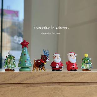 圣诞节玻璃摆件手工圣诞老人圣诞树驯鹿装 store 饰礼物礼品 Fish