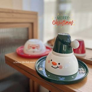 圣诞老人雪人陶瓷餐具套装 store 礼物礼品盘子饭碗杯子套装 Fish