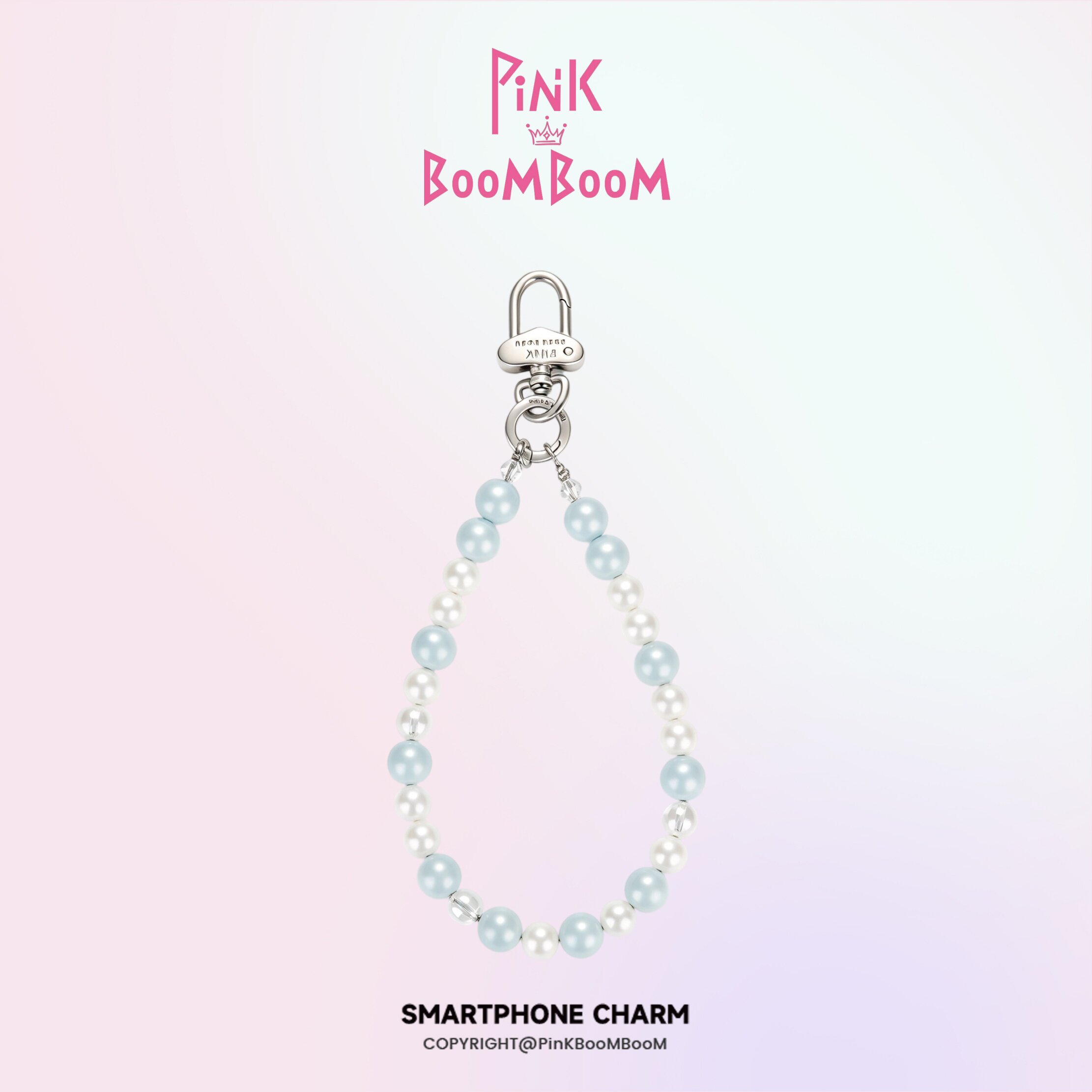 PinKBooM原创泡泡奶白手机链合金珍珠样式串珠钥匙防丢挂绳女款