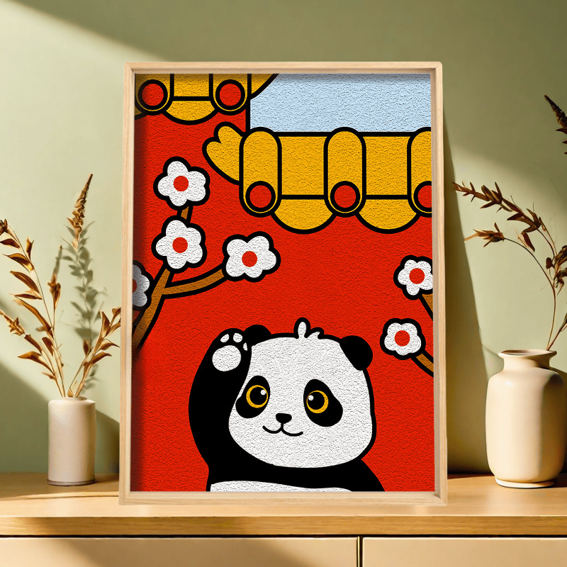 非遗纸浆画手工diy材料包故宫熊猫国风少儿手工创意礼物亲子活动 - 实物图