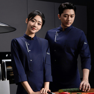 新款 厨师服酒店西餐厅火锅店食堂蛋糕烘焙可印字定制Logo 秋冬长袖