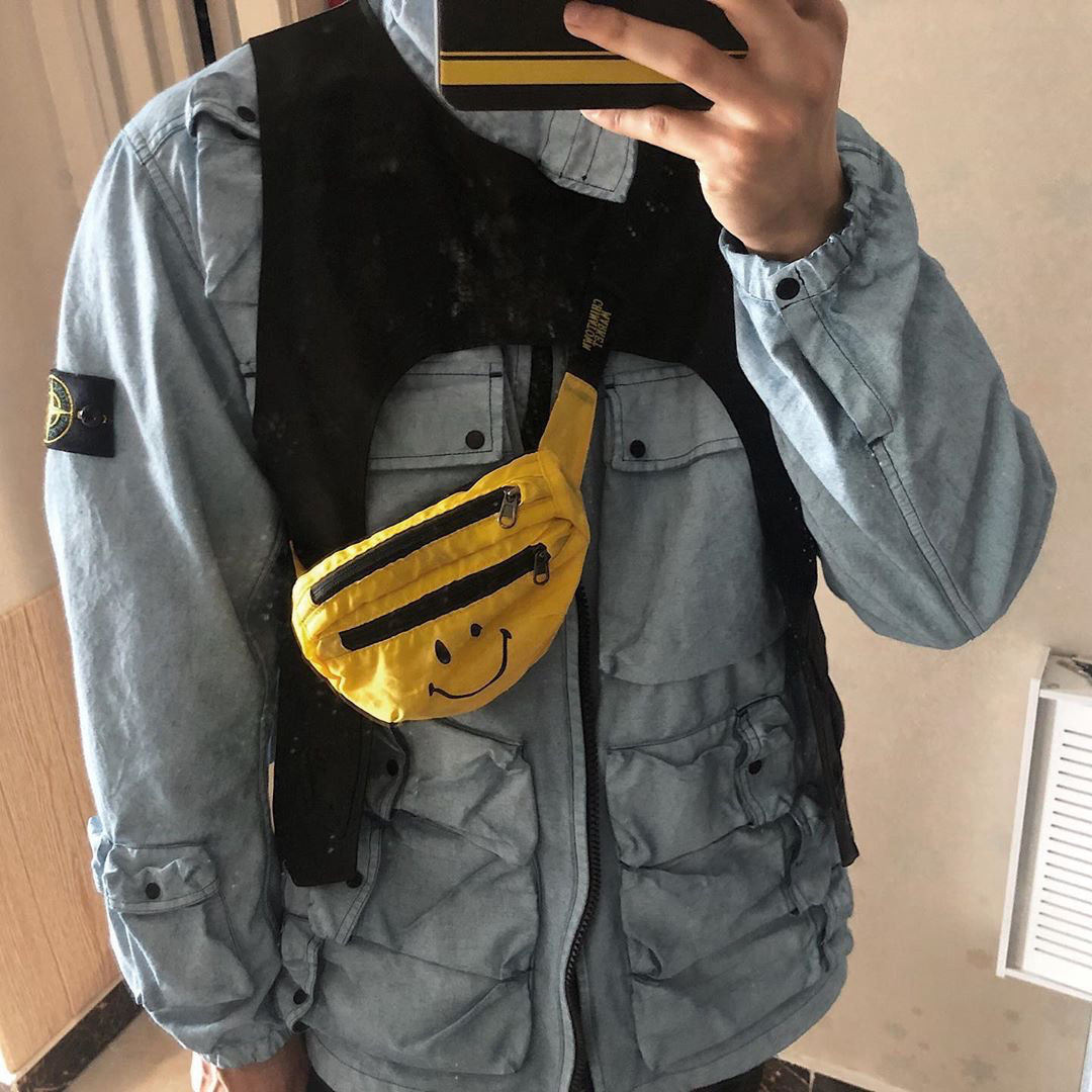 小众迷你笑脸印花腰包斜挎包