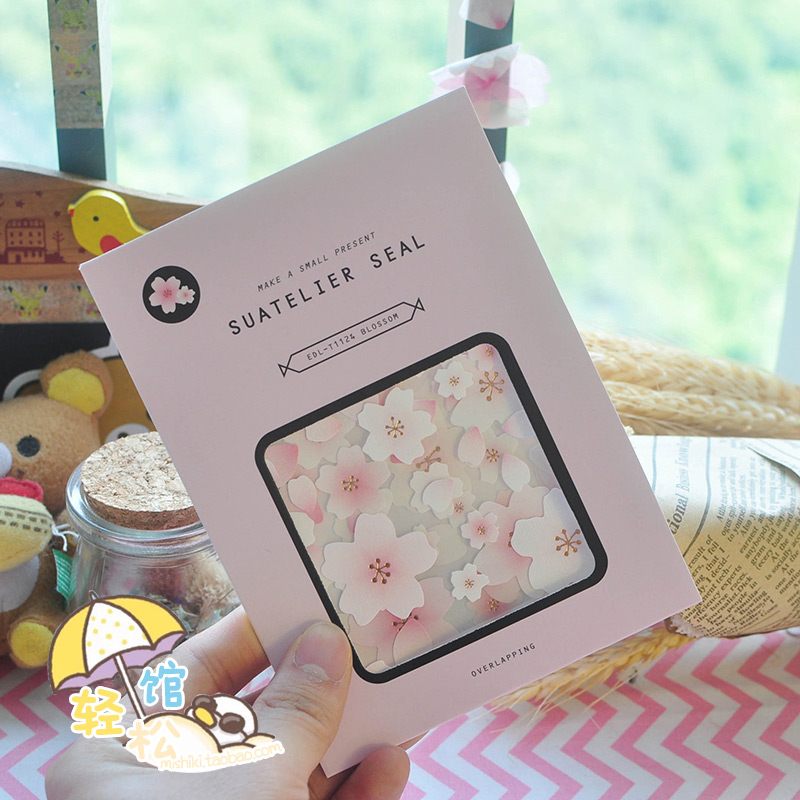 日本唯美和风日式花纹樱花花瓣文具日记手账装饰封口贴贴纸一包