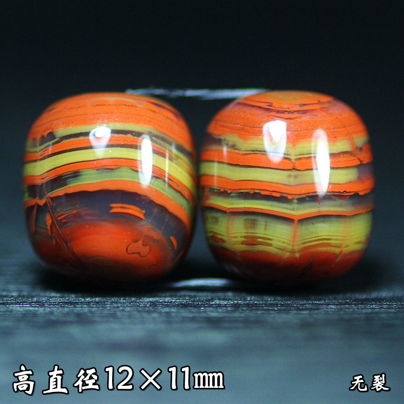 天然战国红玛瑙红黄老料满缠丝同料对珠腰珠老型鼓珠桶珠转运配珠