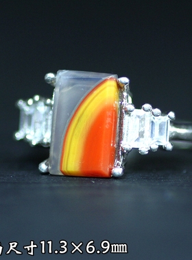 北票战国红艳红黄女款银戒指指环