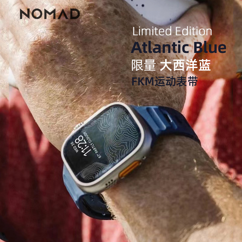 NOMAD适用苹果watch Ultra 2/S10/S9手表带45/46/49MM氟橡胶表带
