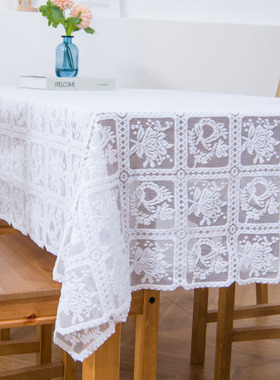 桌布蕾丝茶几长方形白色镂空台布布艺正方棉麻外贸欧式电视柜鞋柜