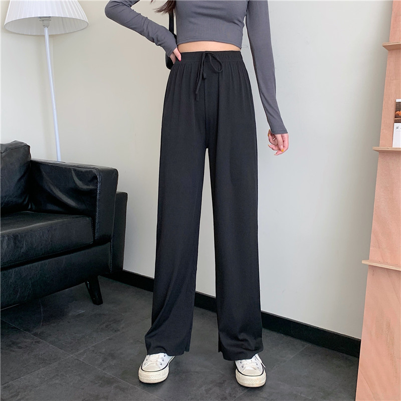 Real price wide leg pants new high waist sag loose straight small casual slim floor pants