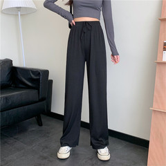 Real price wide leg pants new high waist sag loose straight small casual slim floor pants