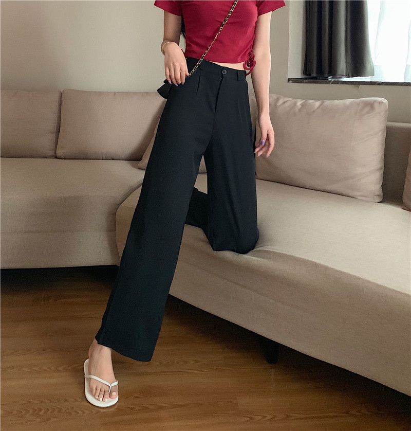 Real price wide leg pants with high waist drop and straight tube show thin suit pants with drop and thin pants
