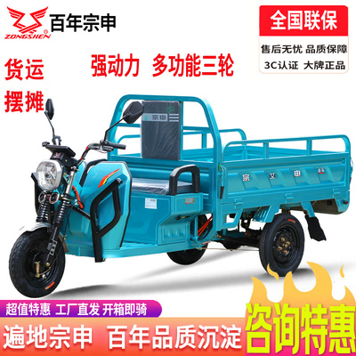 宗申电动三轮车电瓶车快递车货运家用/农用载重摆摊拉货战马