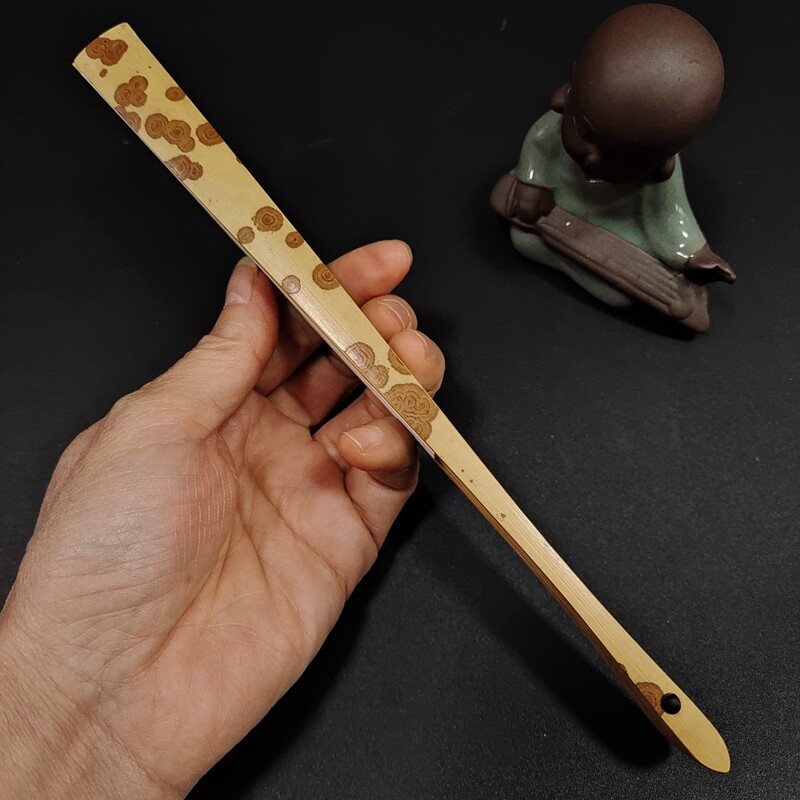 文玩折扇七寸天然斑竹云南红湘妃扇骨女士小扇子斑纹清晰蜡底红花