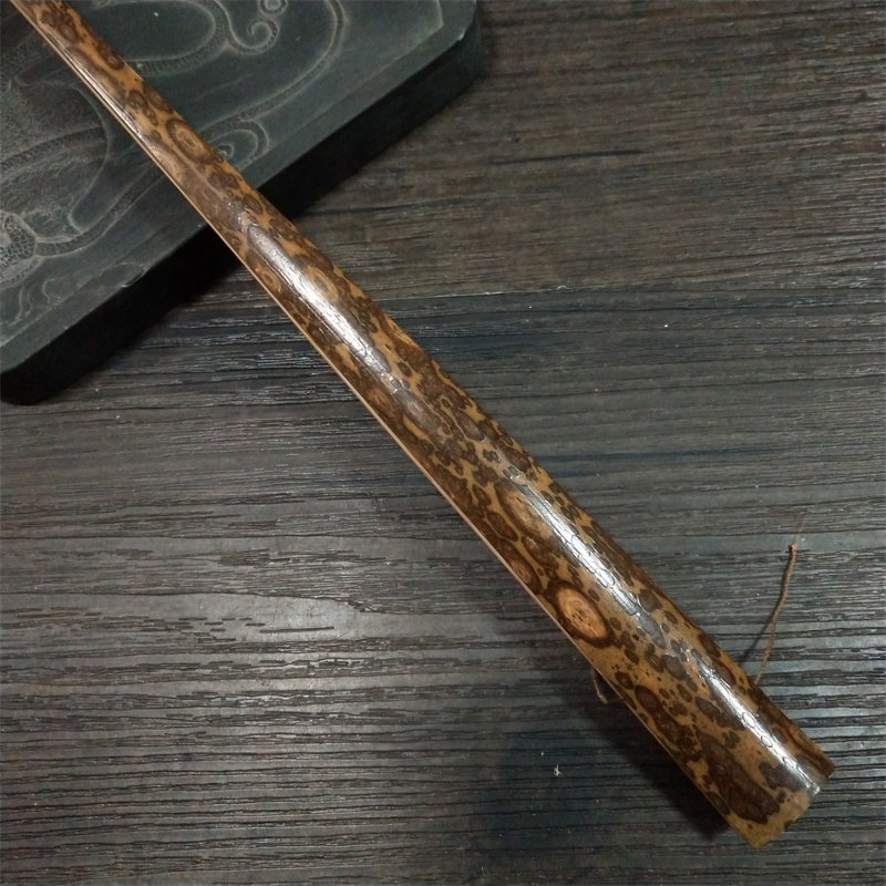 高档文玩空白宣纸折扇九寸天然斑竹老蚊帐杆梅鹿扇骨花纹凹凸感强