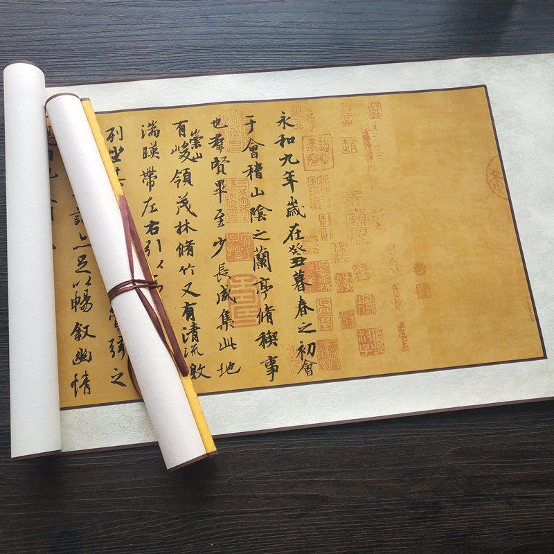 王羲之兰亭序行书书法临摹客厅装饰画影视拍摄道具中式复古字画