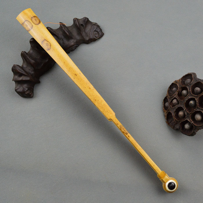 收藏品文玩宣纸折扇10寸天然斑竹梅鹿和尚头扇骨排口2.5厘米底净