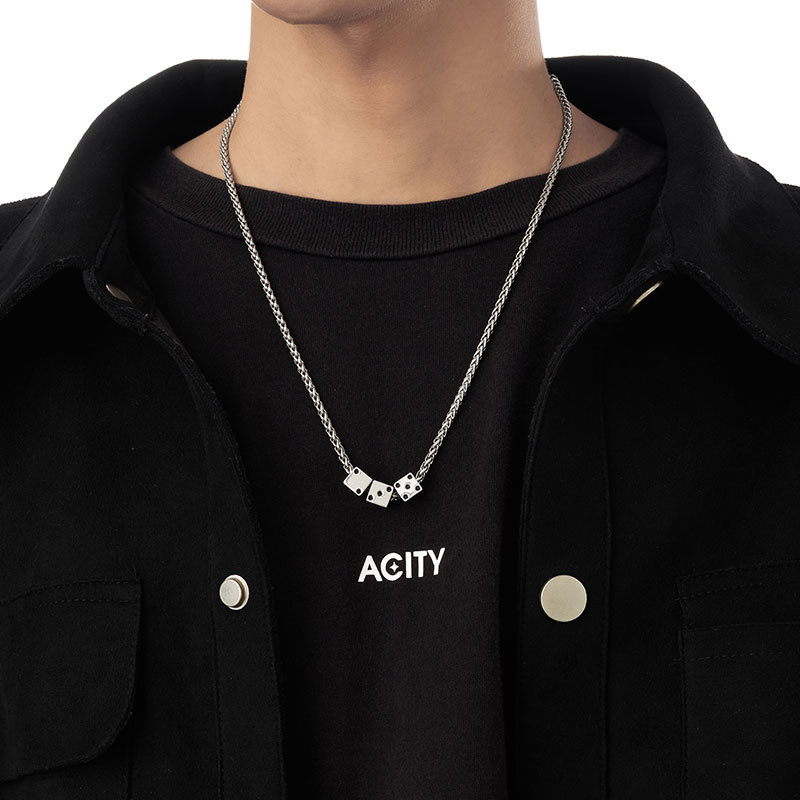ACITY喜城骰子项链钛钢不掉色
