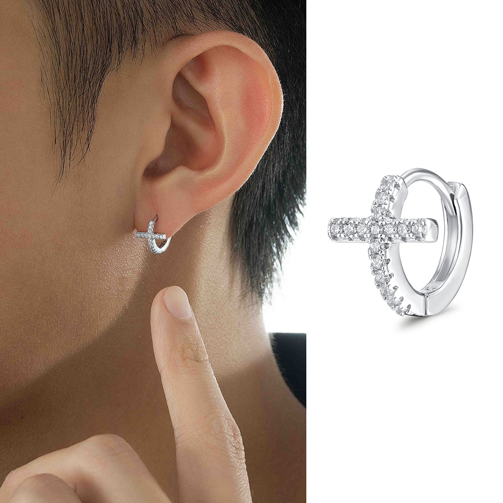 ACITY喜城925银锆石十字架耳环