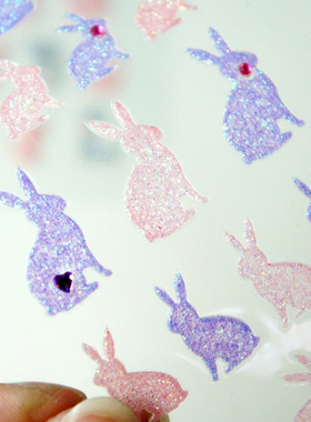 SAN 彩金贴纸动物款手机贴纸日记贴纸装饰贴兔鸟熊猫手账