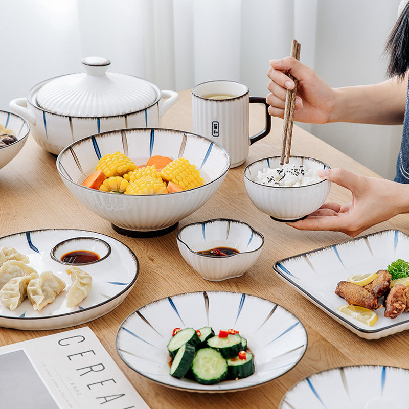 日式和风单个陶瓷吃饭碗筷高颜值小碗家用餐具汤碗网红韩版ins风