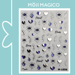 茉季 饰贴花饰品M1056 爱心烫银果冻拼接美甲贴纸防水指甲贴装