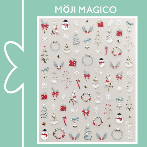 茉季圣诞雪花烫金圣诞树美甲贴纸防水指甲贴装饰贴饰品TL279 413