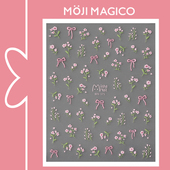 茉季 春天粉色小花蝴蝶结美甲贴纸防水指甲贴装 饰贴花饰品MN375