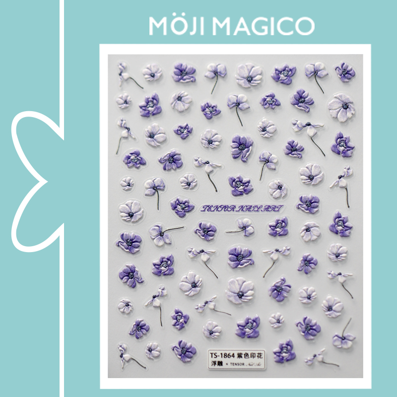 茉季中国美甲贴纸立体浮雕效果