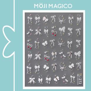 茉季 饰贴花饰品TL272 点钻玻璃碎蝴蝶结美甲贴纸防水指甲贴装