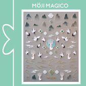 茉季 烫金线条中国风神鹿仙鹤美甲贴纸防水指甲贴装 饰贴花饰品M329