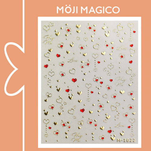 茉季烫金烫银果冻胶爱心美甲贴纸防水指甲贴装饰饰品M1021 1022