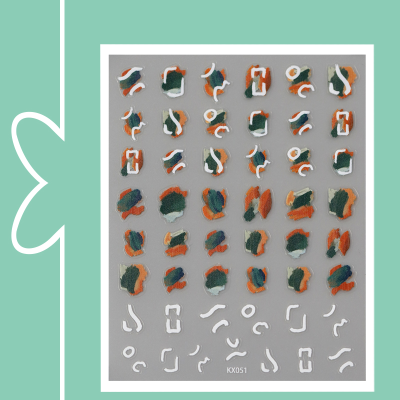 新工艺背胶不规则涂鸦指甲贴
