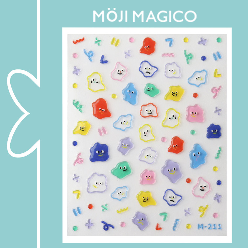 茉季多彩果冻线条表情美甲贴纸防水指甲贴装饰贴花饰品M211,彩妆/香水/美妆工具,美甲工具,淘宝优惠券,粉丝福利购,淘宝优惠卷