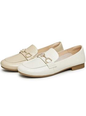 英伦乐福鞋复古平底单鞋女鞋子一脚蹬小皮鞋简约加大码鞋41、42