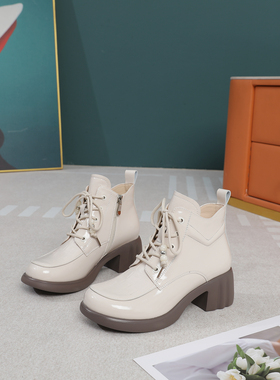 英伦风粗跟马丁靴女靴子2025秋冬季新款厚底骑士靴切尔西短靴