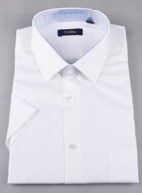 金利来男装 夏季含桑蚕丝白色短袖衬衫2025新款MSSH219A0225-00