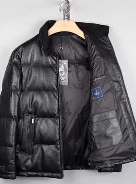 金利来男装真皮羽绒皮衣 冬季立领成熟羊皮外套MJC22141421-99