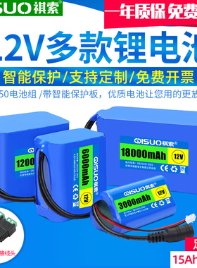 祺索12V锂电池组大容量18650智能小车户外备用电源LED灯充电电池