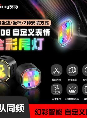 TOWILD 拓野 TL08自行车尾灯夜骑智能刹车感应可自定义灯表情警示