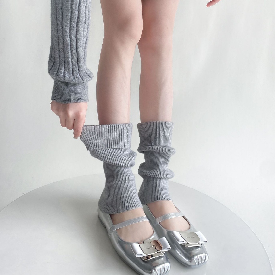 春夏百搭薄款简约复古腿套翻边袜套女糖果色系纯色款靴套女